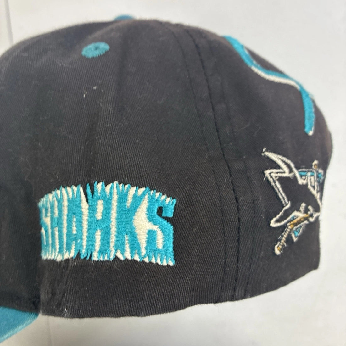 Vintage San Jose Sharks Blockhead Snapback Hat OSFA 90s NHL