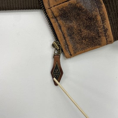 Vintage Roger Edwards Leather Bomber Jacket Size Large Brown