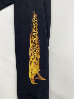 Vintage Harley Davidson Motorcycles Flame Eagle Long Sleeve T-Shirt 2XL Black