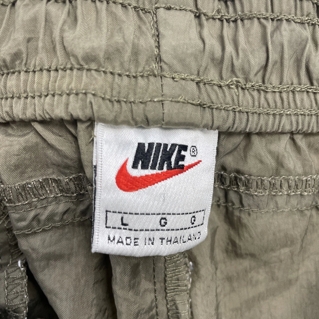 Vintage Nike Nylon Track Pants Size Large Tonal Olive Green