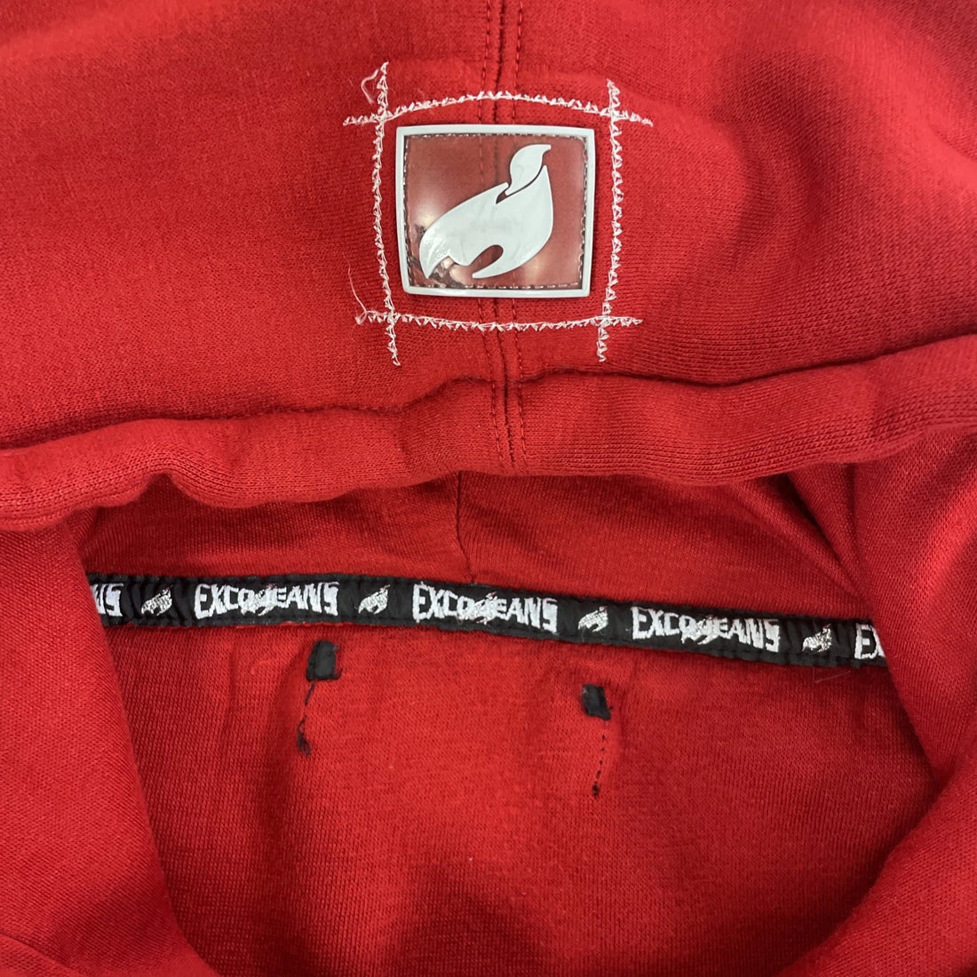 Vintage Exco Jeans Bull Dog Sweatshirt Hoodie Size XL Red Y2K