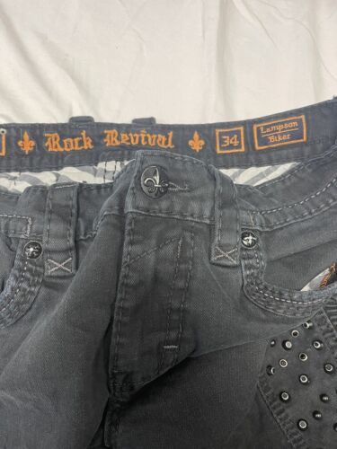 Vintage Rock Revival Lampson Biker Denim Jeans Size 34 X 32 Black –  Throwback Vault