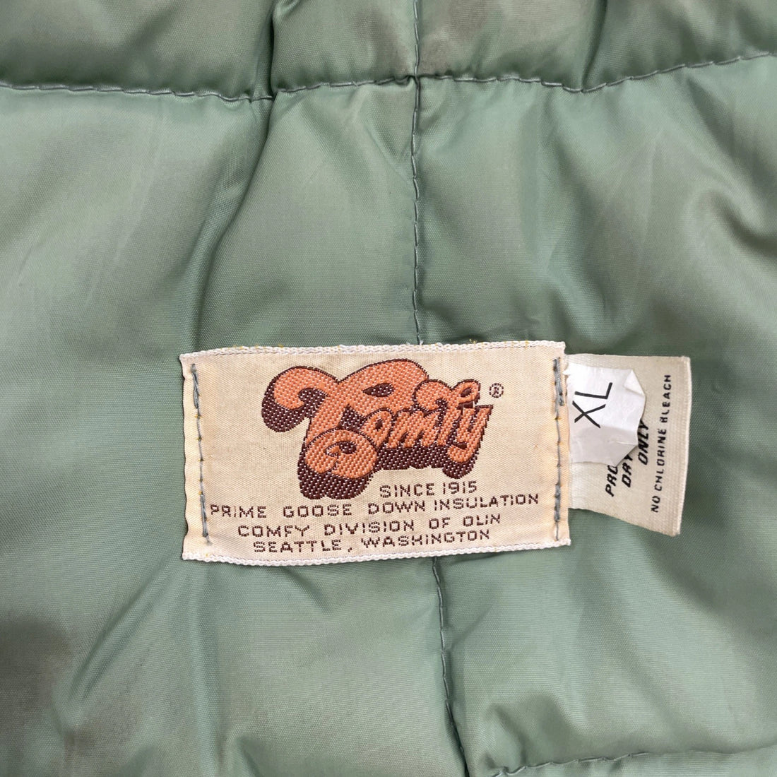 Vintage Comfy Seattle Quilted Parka Coat Jacket XL Green Goose Down Insulated