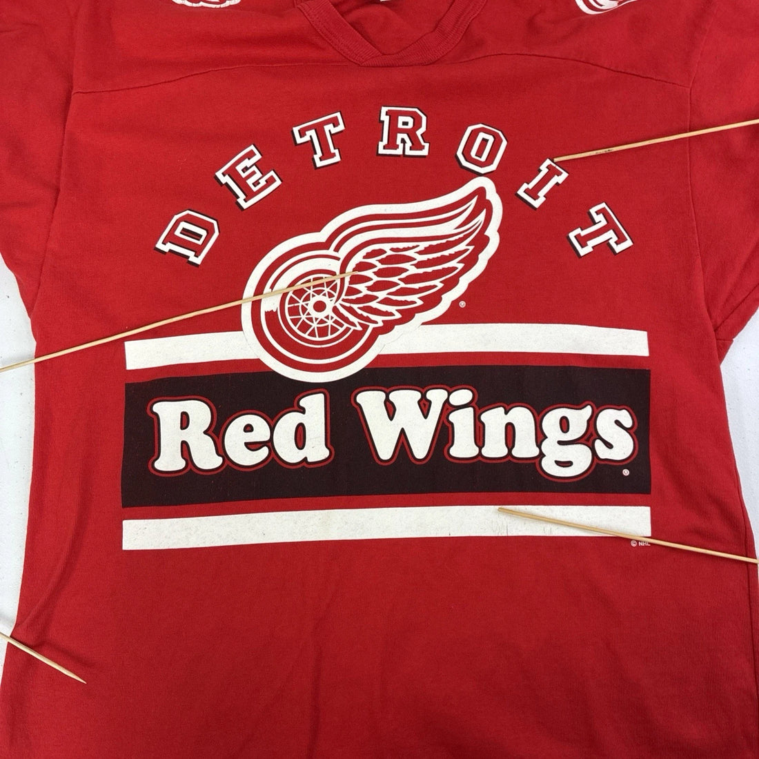 Vintage Detroit Red Wings Raglan T-Shirt Size Large 90s NHL