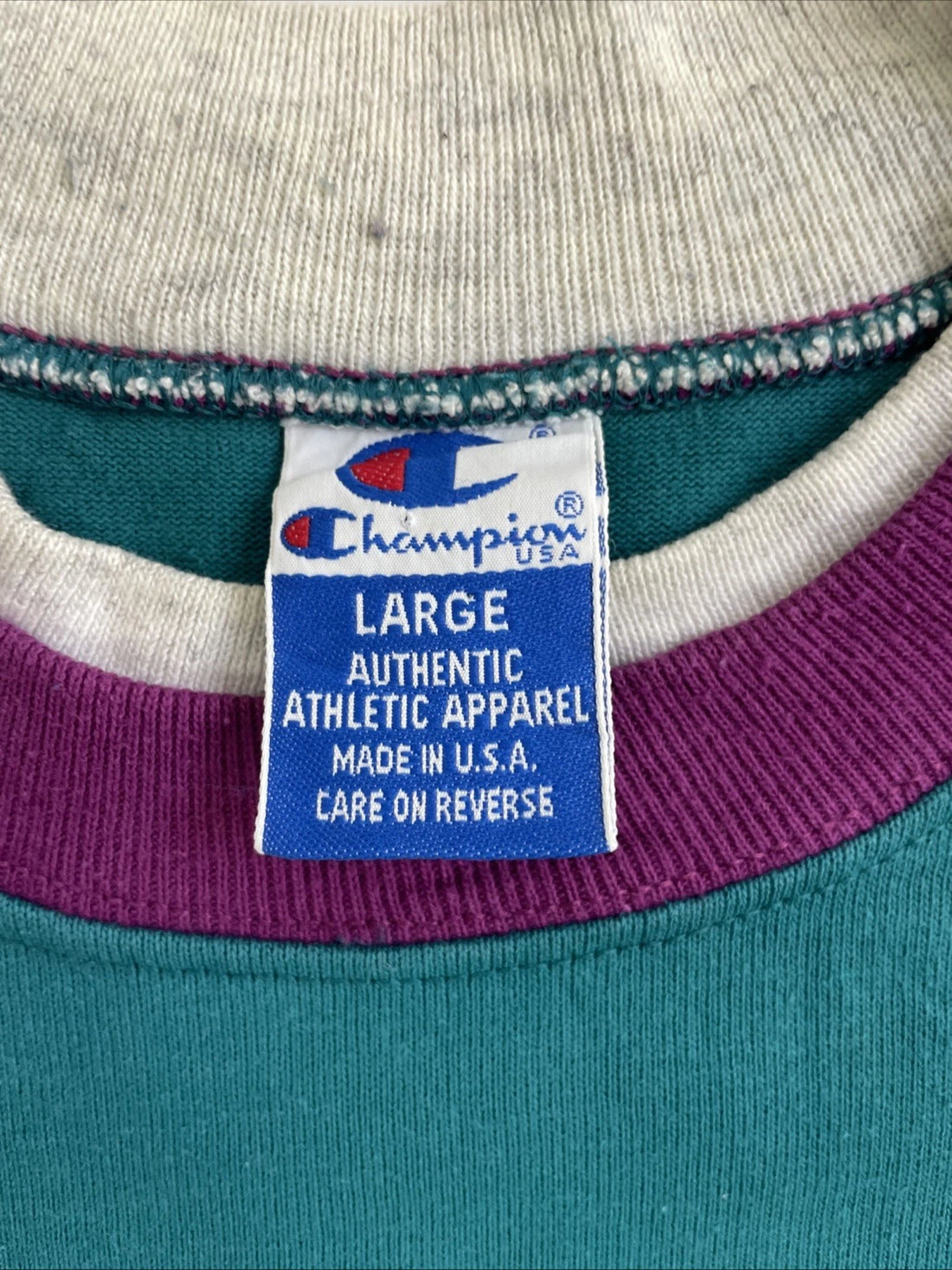 Vintage Champion Crewneck Sweatshirt Size Large Teal 90s
