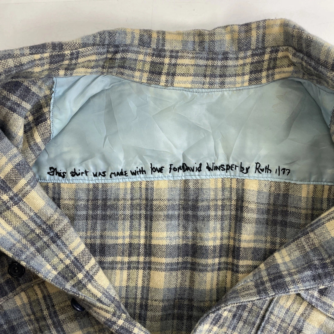 Wool Button Up Shirt Size Medium Blue Plaid