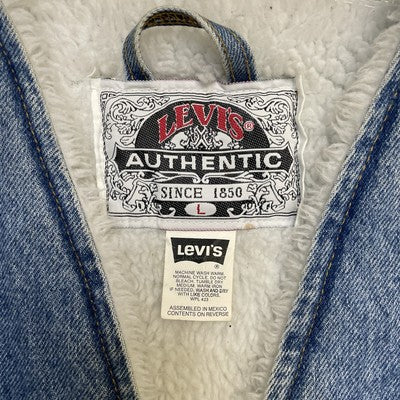 Vintage Levi's Denim Vest Jacket Size Large Sherpa Lined