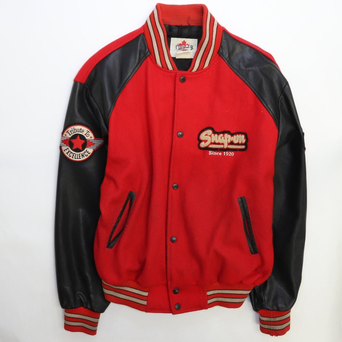 Vintage Snap-On Choko Racing Leather Wool Varsity Jacket Size Large