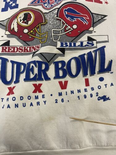 Vintage Red Skins Bills Super Bowl XXVI Sweatshirt Crewneck Large 1992 90s NFL