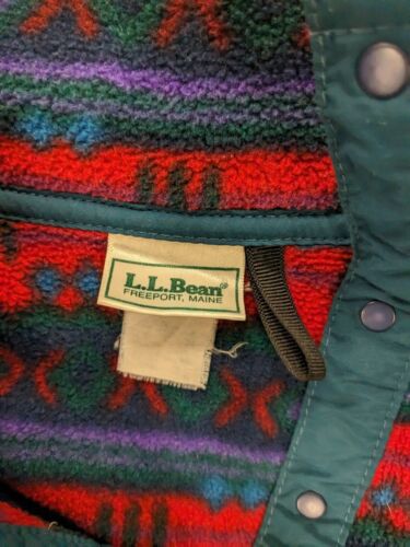 Vintage LL Bean Fleece Jacket Size Medium All Over Print Pullover