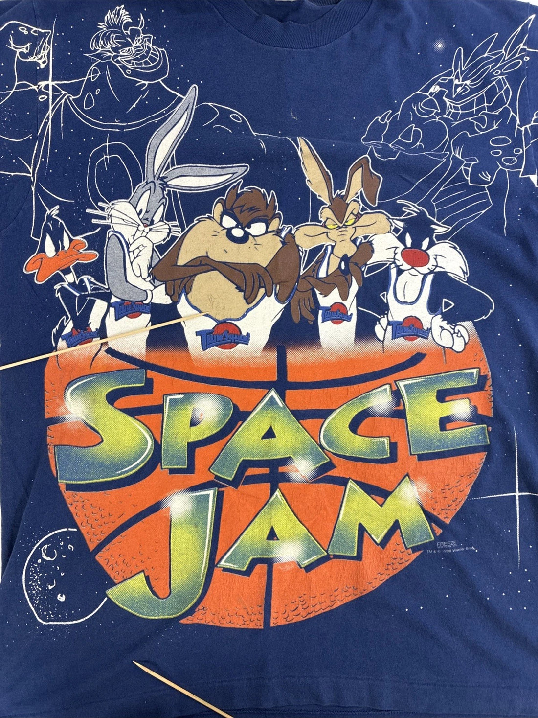 Vintage Space Jam Tune Squad T-Shirt Size XL All Over Print 1996 90s
