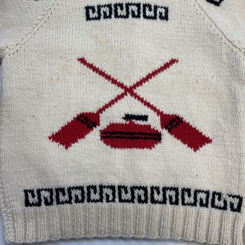 Vintage Curling Wool Knit Cowichan Sweater Size XL Lightning Zip