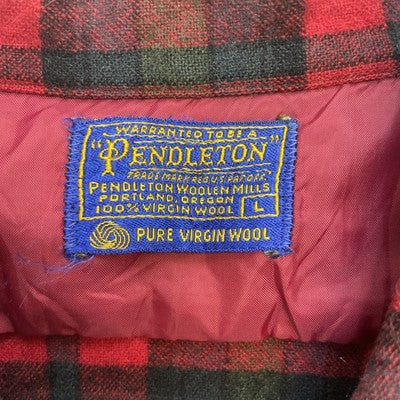 Vintage Pendleton Wool Board Button Up Shirt Size Large Red Plaid