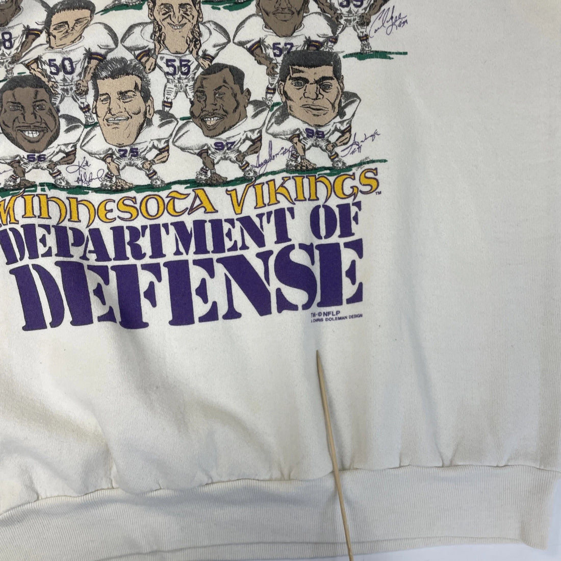Vintage Minnesota Vikings Department Defense Caricature Sweatshirt XL 90s NFL
