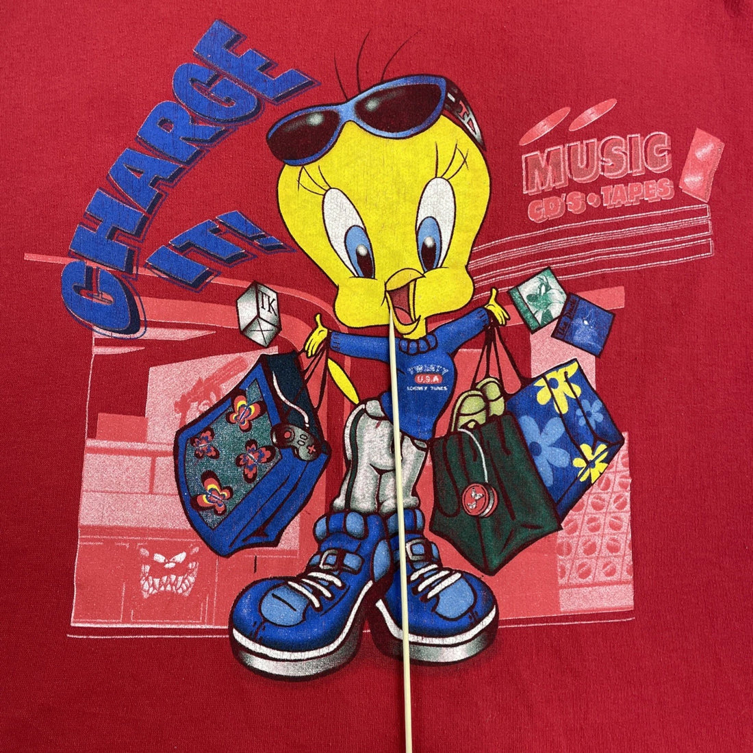 Vintage Tweety Bird Looney Tunes Crewneck Sweatshirt Womens Size XL Red 1999 90s