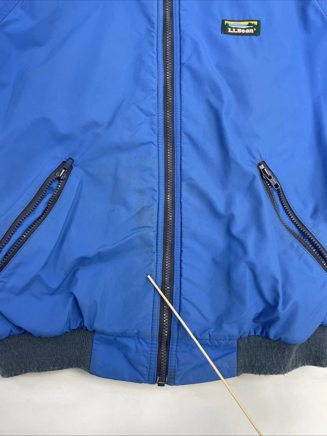 Vintage L.L. Bean Warm Up Fleece Lined Bomber Jacket Size Medium Tall Blue