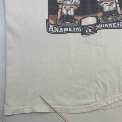Vintage Anaheim Angels Minnesota Twins Bobblehead T-Shirt Size XL 2002 MLB