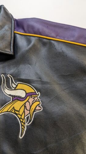 Minnesota Vikings Faux Leather Varsity Jacket Size XL NFL