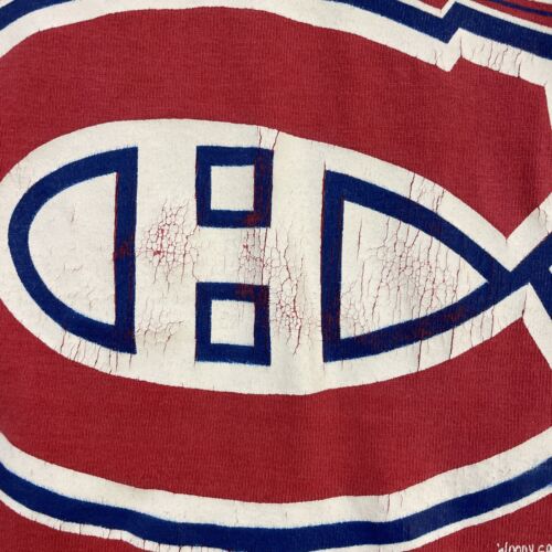 Vintage Montreal Canadiens T-Shirt Size XL Red 1991 90s NHL