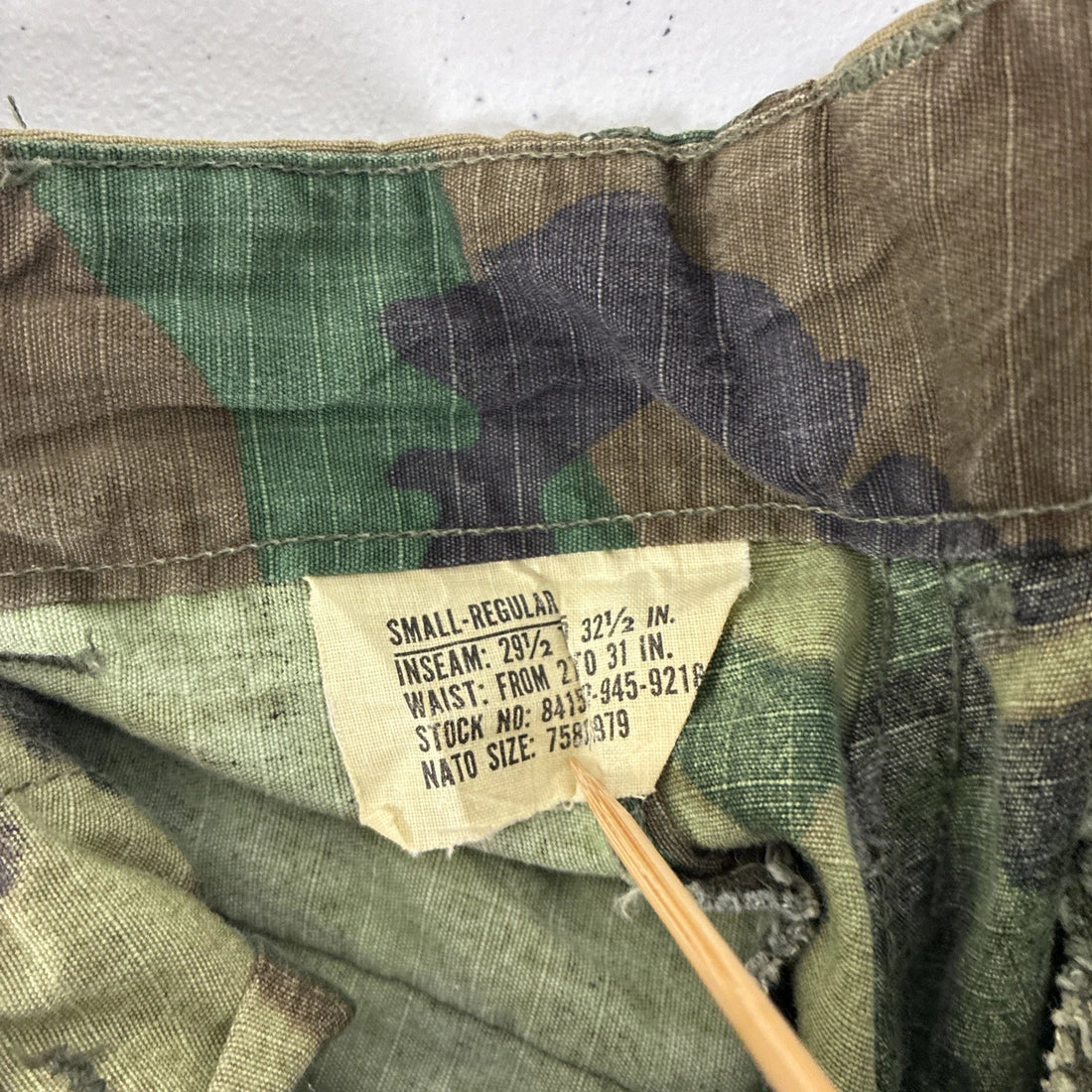 Military Hot Weather Woodland Camo Cargo Utility Trousers Pants Size Small