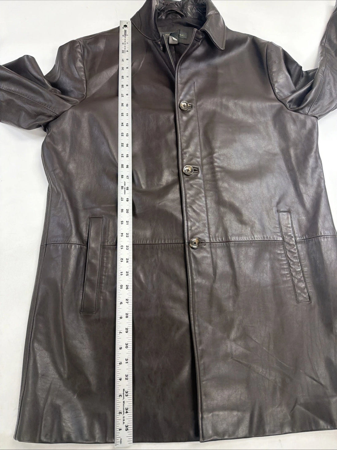 Vintage Banana Republic Leather Trench Coat Jacket Size Large Brown