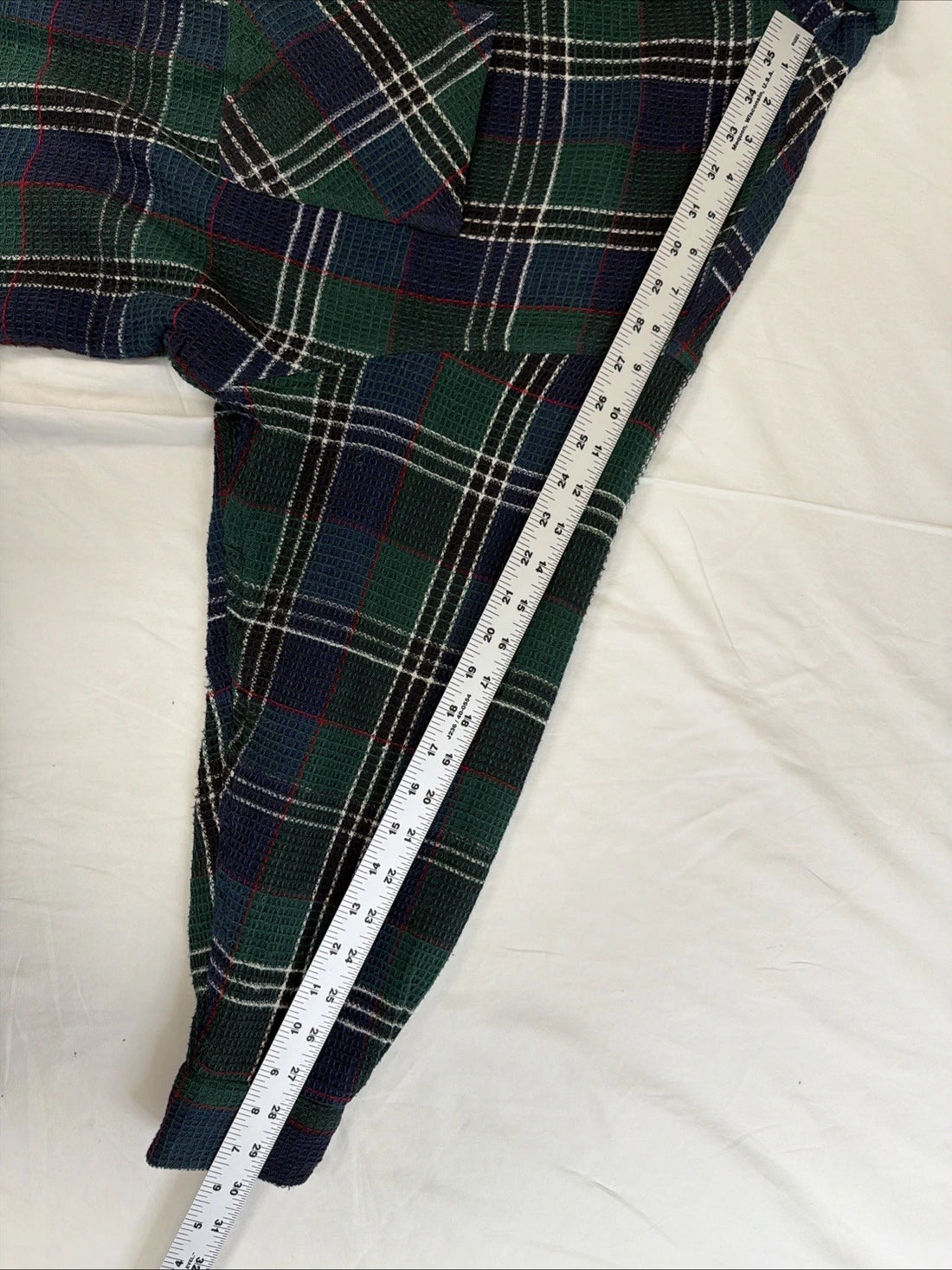 Vintage BCW Thermal Waffle Button Up Shirt Size Large Plaid
