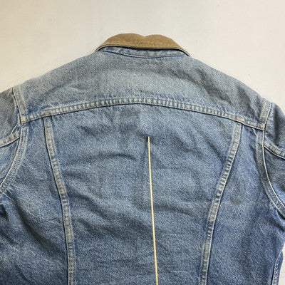 Vintage Lee PATD-153438 Denim Trucker Jacket Size 40L Blanket Lined Distressed