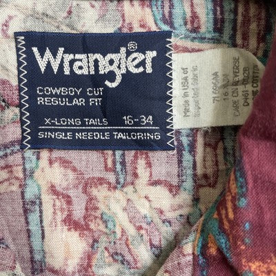 Vintage Wrangler Cowboy Western Button Up Shirt Size 16-34 All Over Print