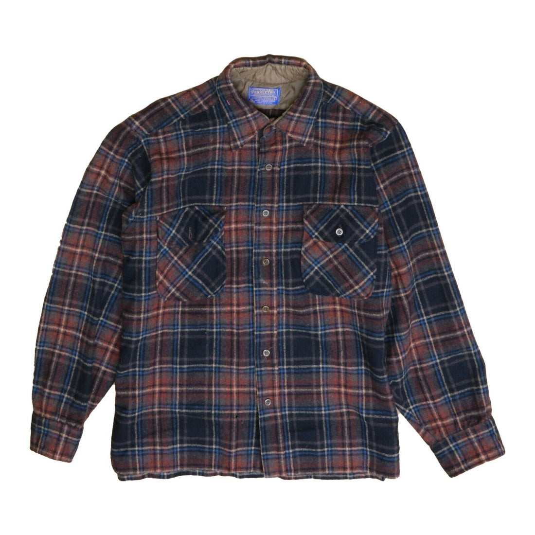 Vintage Pendleton Wool Button Up Board Shirt Size Large Brown Plaid