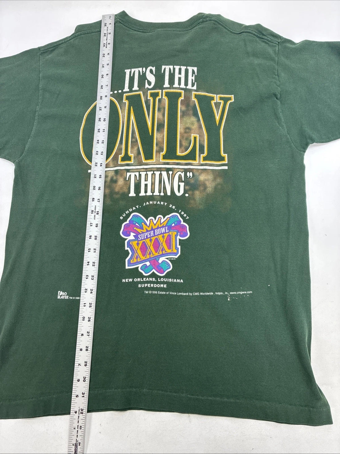 Vintage Green Bay Packers Vince Lombardi Super Bowl XXXI T-Shirt XL 1996 NFL