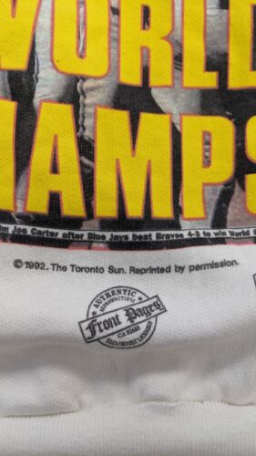 Vintage Toronto Blue Jays World Series Newspaper Sweatshirt Small 1992 90s MLB