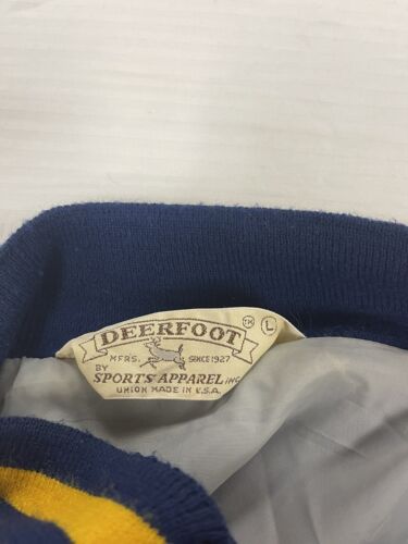 Vintage Barrington Soccer Letterman Wool Varsity Jacket size Large Blue