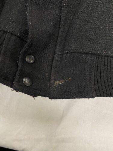 Vintage Quaker State Racing Leather Wool Varsity Bomber Jacket Size XL Black