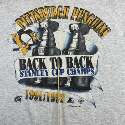 Vintage Pittsburgh Penguins Stanley Cup Champs Starter T-Shirt Medium 90s NHL