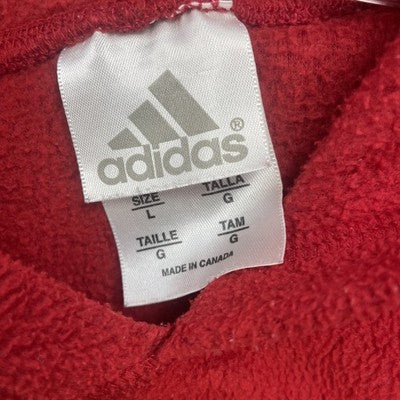 Vintage Adidas Fleece Sweatshirt Hoodie Size Large Red