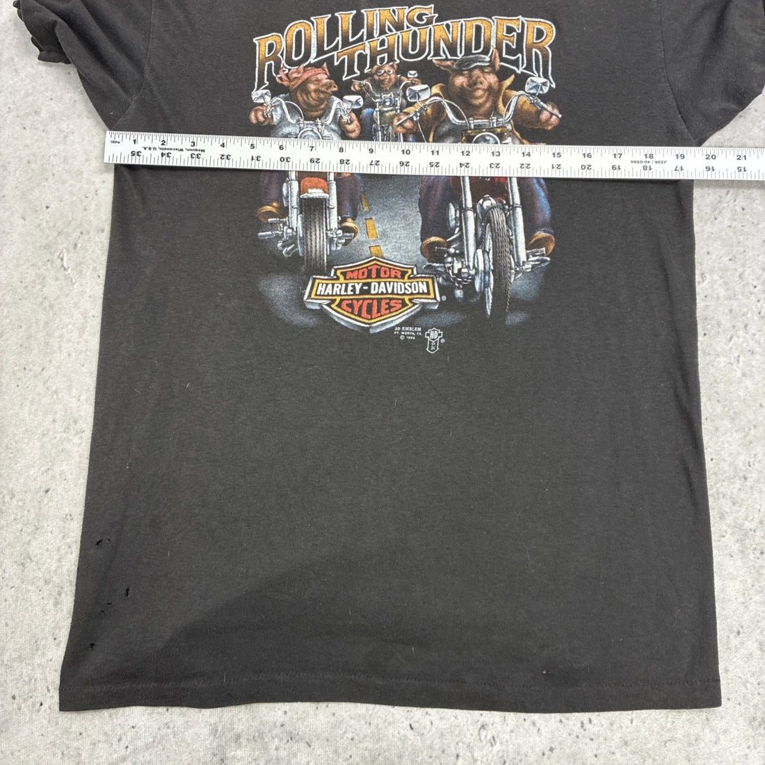 Vintage 3D Emblem Harley Davidson Rolling Thunder T-Shirt Size Large 1988 80s