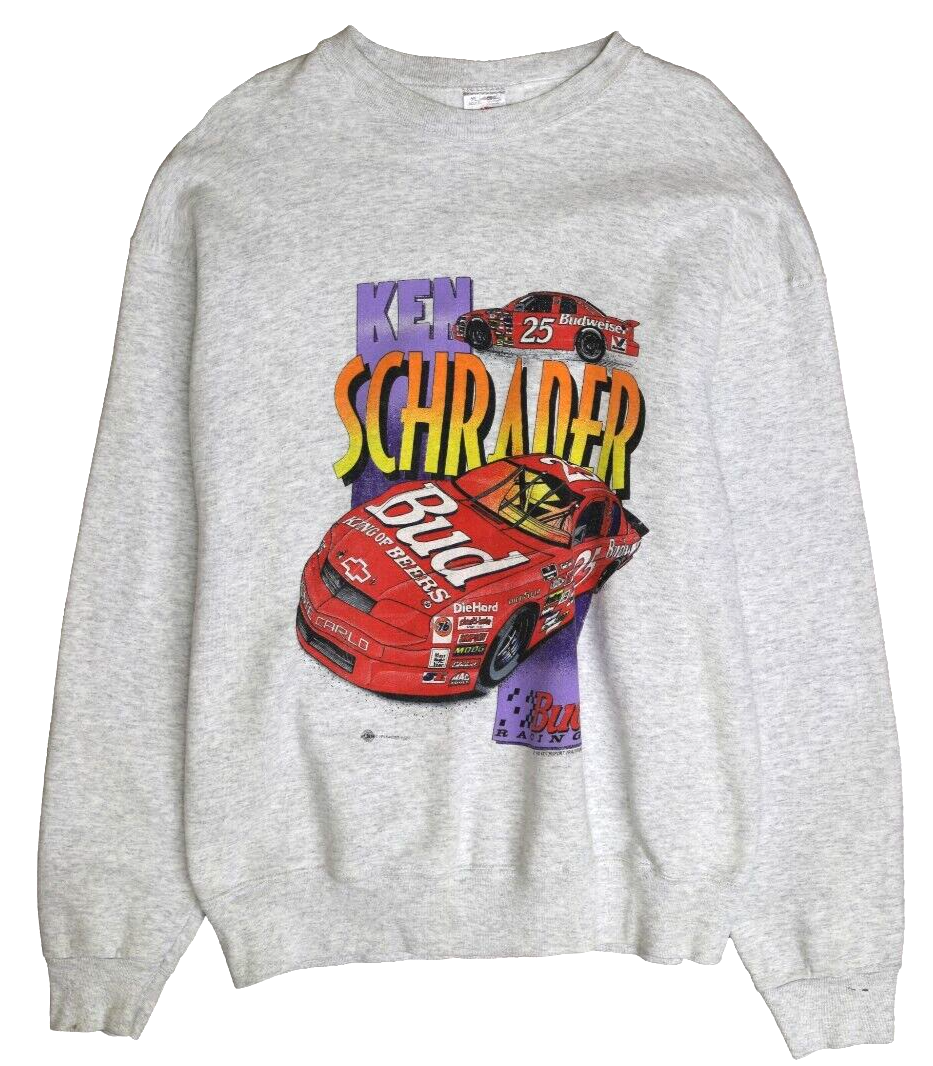 Vintage Ken Schrader Bud Racing Sweatshirt Crewneck Size XL 1995 90s