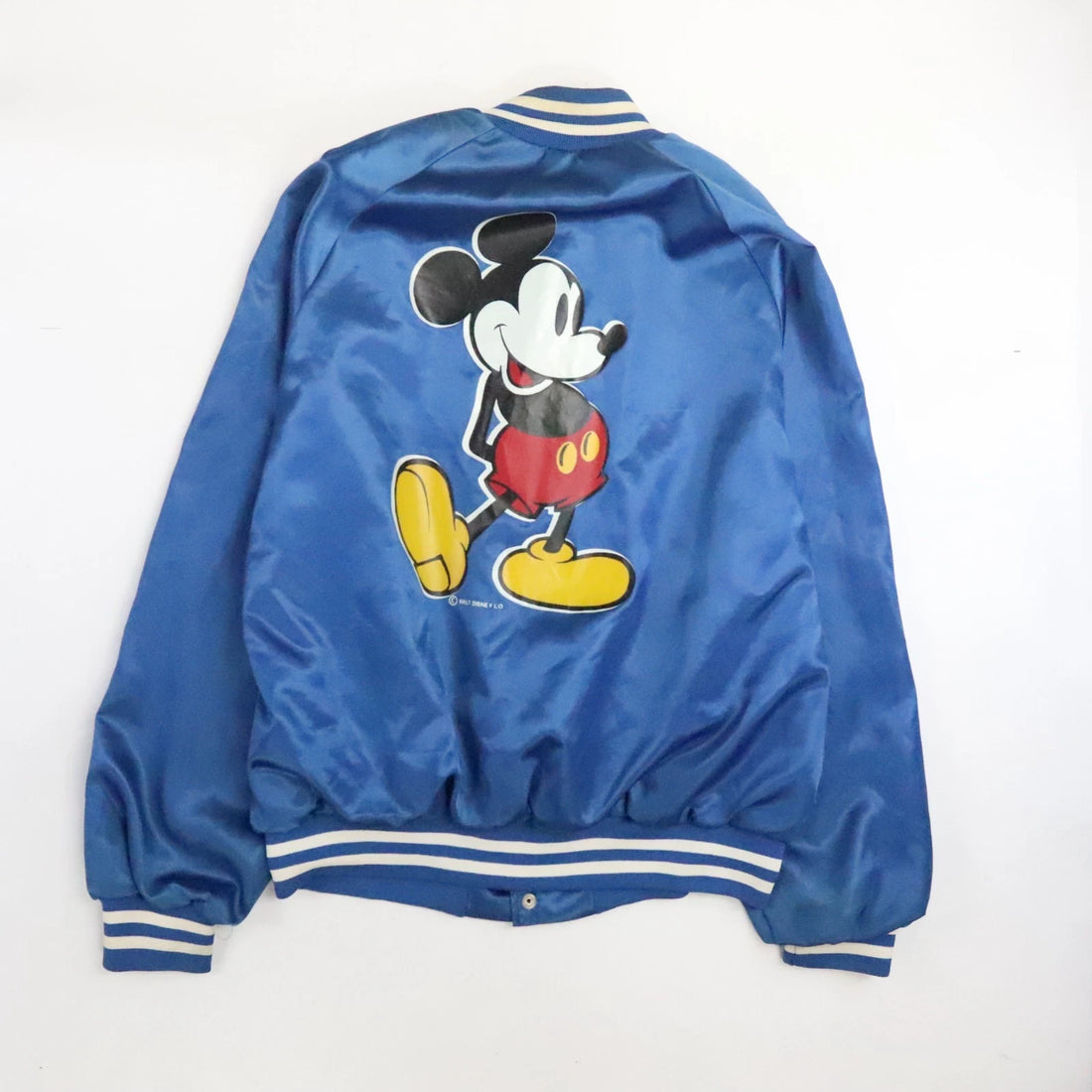 Vintage Mickey Mouse Disney Chalk Line Satin Bomber Jacket Size Large