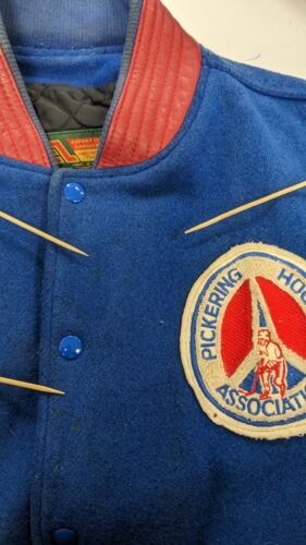 Vintage Pickering Hockey Association Leather Wool Varsity Jacket Size Large