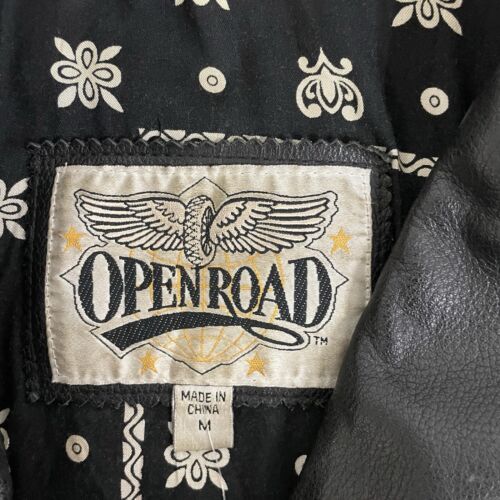 Vintage Open Road Roam With The Pack Leather Motorcycle Jacket Medium 1992 90s