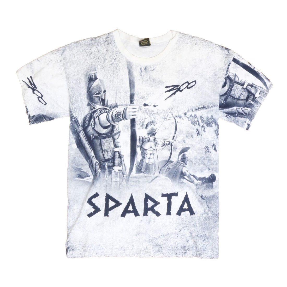 Vintage 300 Sparta T-Shirt Size Large Movie Promo All Over Print AOP