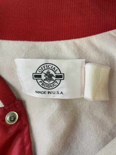 Vintage Budweiser Satin Bomber Jacket Size XL Beer Promo