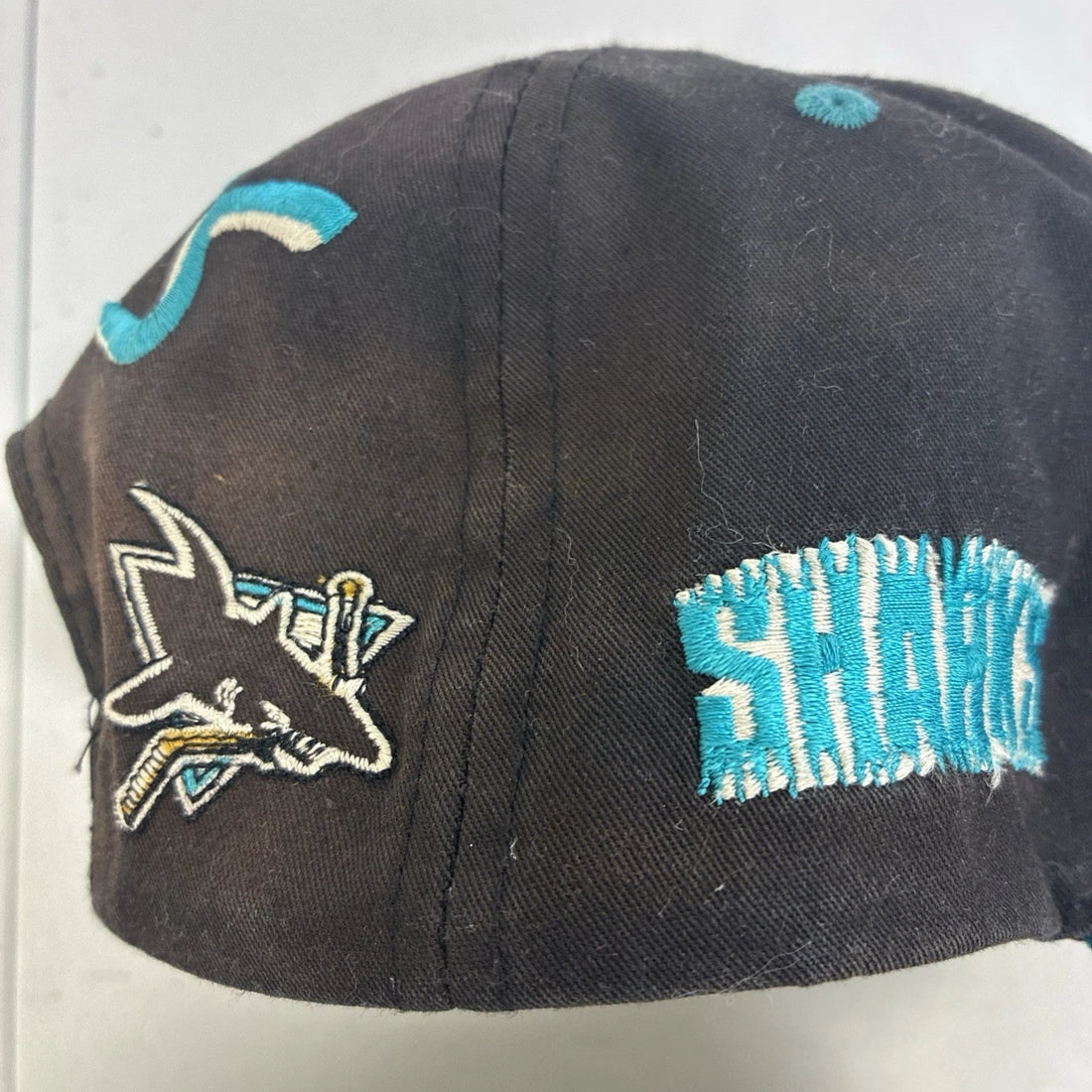 Vintage San Jose Sharks Blockhead Snapback Hat OSFA 90s NHL