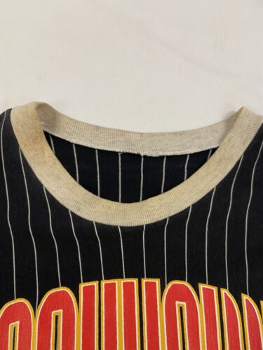 Vintage Chicago Blackhawks On Ice T-Shirt Size Large Black Pinstripe 90s NHL