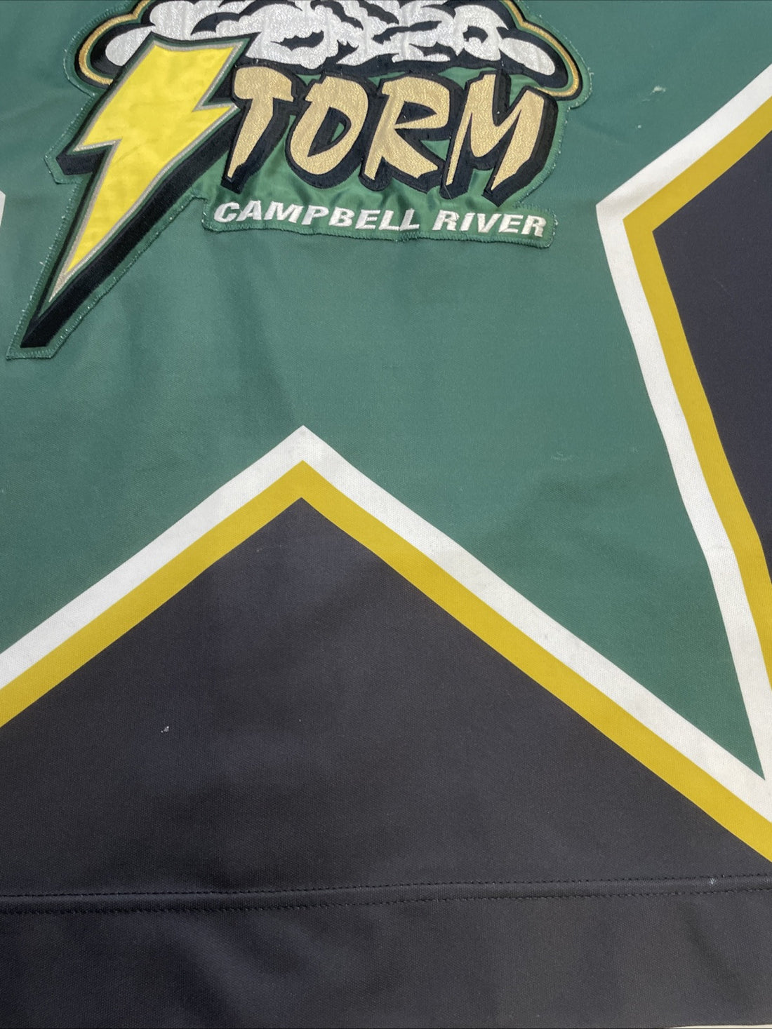 Vintage Campbell River Storm Authentic Hockey Jersey Size 54 Fight Strap VIJHL