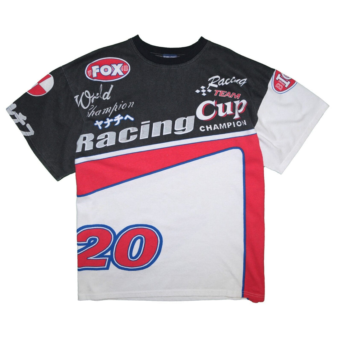 Vintage Fox Racing Cup The World Championship T-Shirt XL Black All Over 90s
