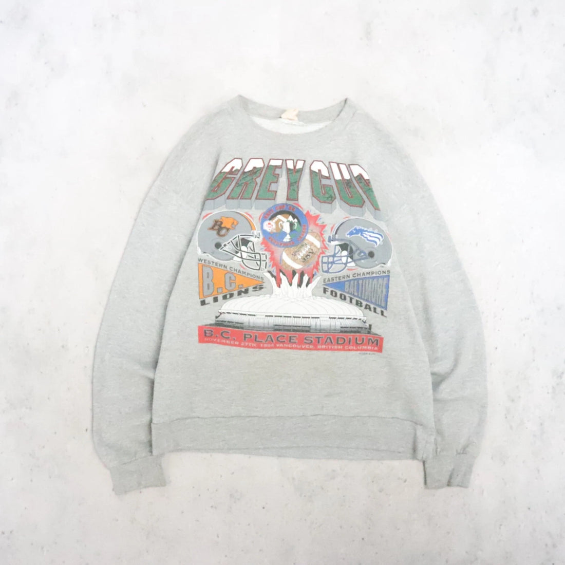 Vintage B.C. Lions Baltimore Football Grey Cup Crewneck Sweatshirt Large 90s CFL