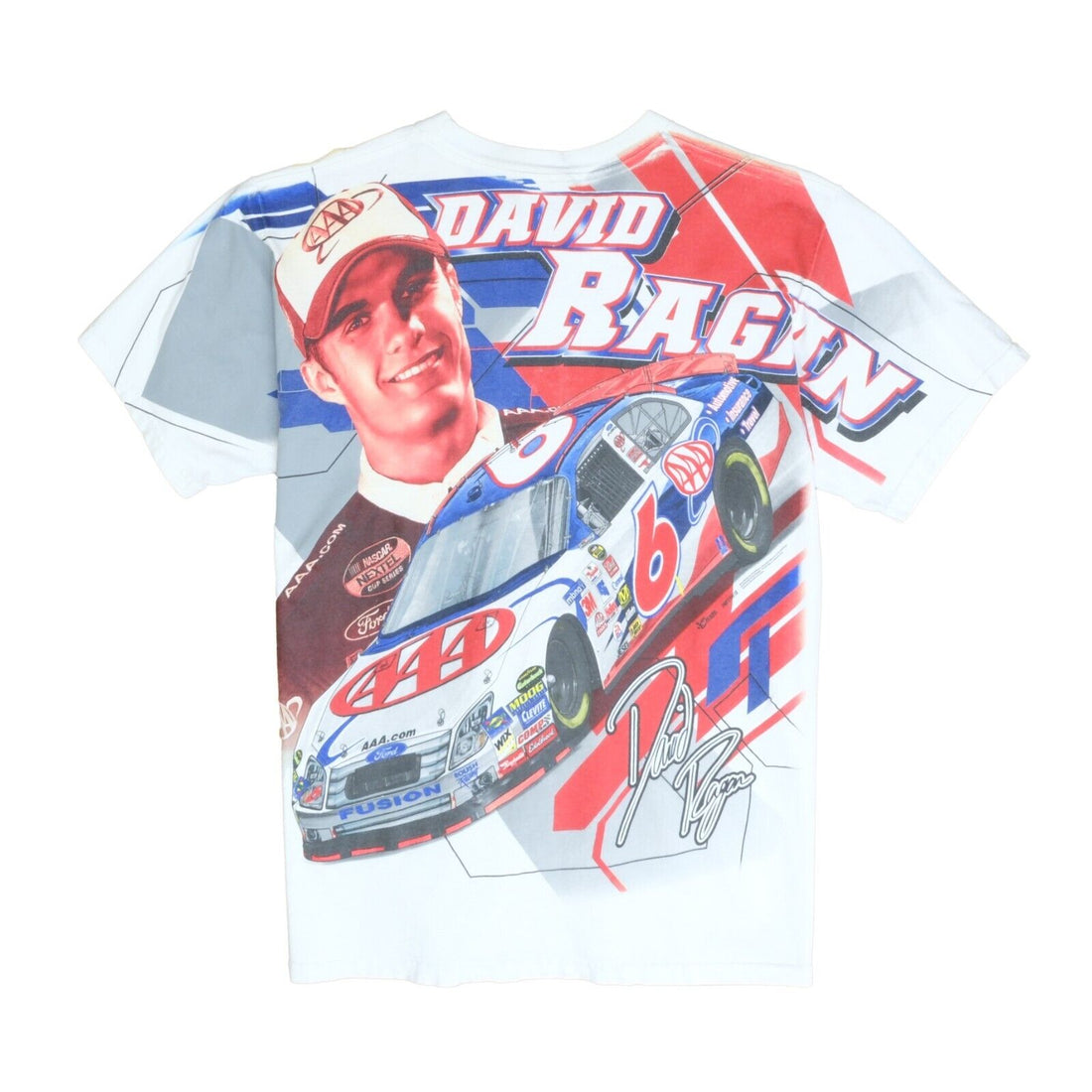 Vintage David Ragan Racing Chase T-Shirt Size Medium White All Over Print NASCAR