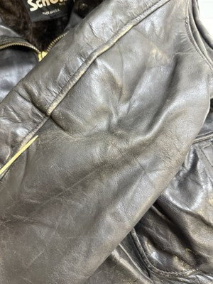 Vintage Schott NYC Leather Bomber Jacket Size 44 Black