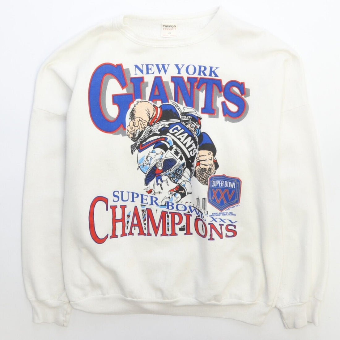 Vintage New York Giants Super Bowl XXV Champions Sweatshirt Large 1989 80s NFL